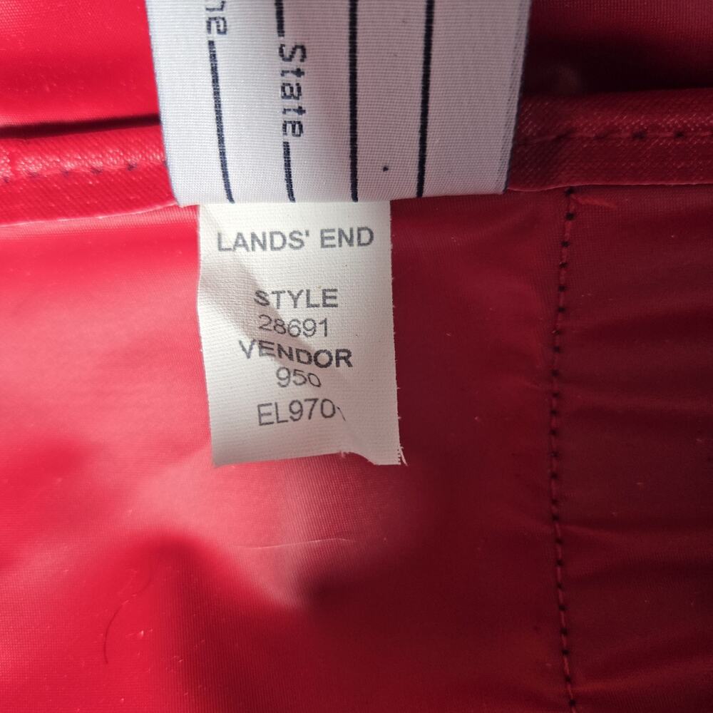 VTG Lands End Lighthouse Shoulder Bag Travel Suitcase Red Navy Blue Made in USA - Picture 11 of 14